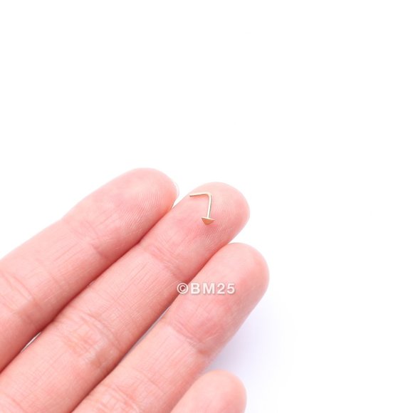 14 Karat Gold Triangle Plate Top L-Shaped Nose Ring - Picture 2 of 5